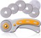 Rotary Cutter Set with Blades - 45 mm Rotary Cutter with Safety Lock - 5 Extra SKS-7 Steel Rotary Fabric Cutter Blades - Fabric Cutter Wheel for Sewing - Fabric Rotary Cutter Blades 45mm